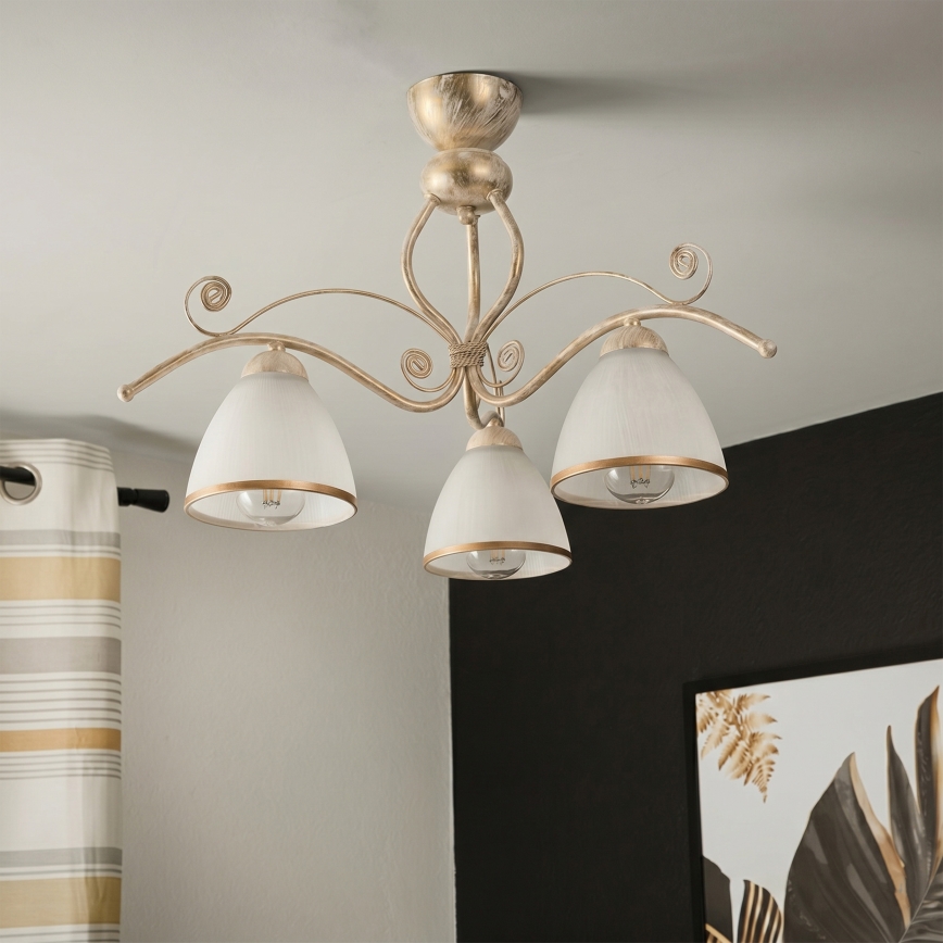 Brilagi - LED-Aufbau-Kronleuchter ANTICO 3xE27/60W/230V weiß patiniert