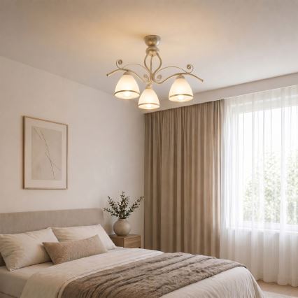Brilagi - LED-Aufbau-Kronleuchter ANTICO 3xE27/60W/230V weiß patiniert