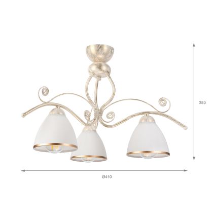 Brilagi - LED-Aufbau-Kronleuchter ANTICO 3xE27/60W/230V weiß patiniert