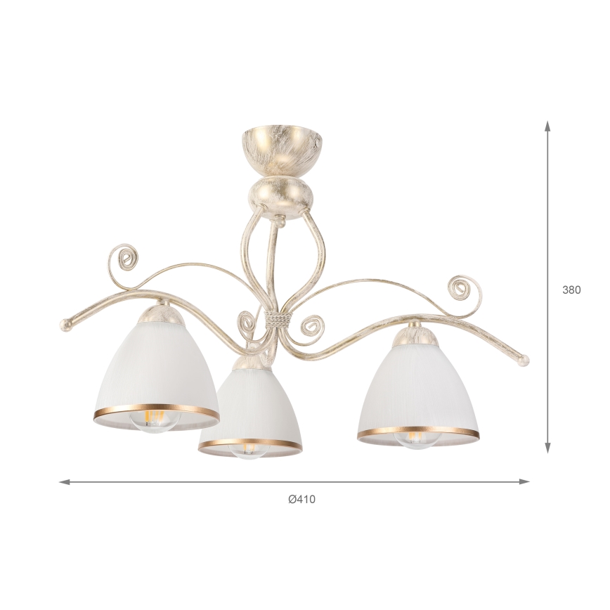 Brilagi - LED-Aufbau-Kronleuchter ANTICO 3xE27/60W/230V weiß patiniert