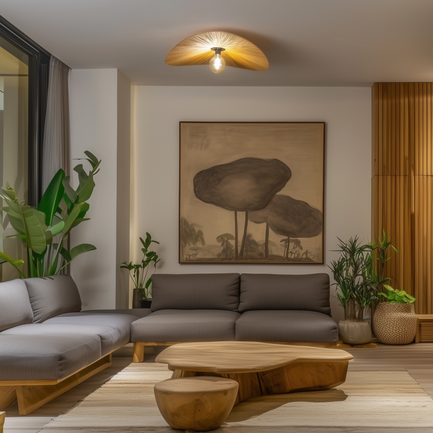 Brilagi - LED-Aufbauleuchte CERIA BOHO 1xE27/40W/230V Ø 80 cm Raffia