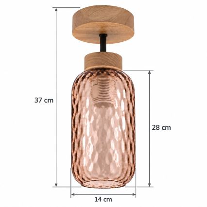BRILAGI - LED aufgesetzte Deckenleuchte RETRO GLASS 1xE27/60W/230V Ø 14 cm Eiche/rauchbraun
