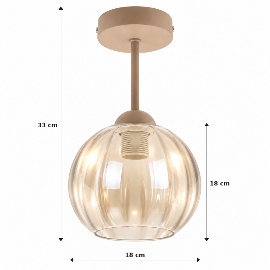 BRILAGI - LED-Aufbauleuchte RETRO GLASS 1xE27/60W/230V Ø 18 cm beige/rauchbeige