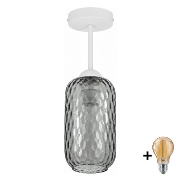 BRILAGI - LED-Aufbauleuchte RETRO GLASS 1xE27/60W/230V Ø 14 cm weiß/rauchgrau