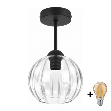 BRILAGI - LED-Aufbauleuchte RETRO GLASS 1xE27/60W/230V Ø 18 cm schwarz/klar