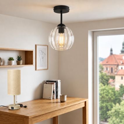 BRILAGI - LED-Aufbauleuchte RETRO GLASS 1xE27/60W/230V Ø 18 cm schwarz/klar