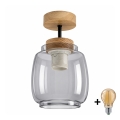 BRILAGI - LED-Aufbauleuchte RETRO GLASS 1xE27/60W/230V Ø 26 cm Eiche/rauchgrau
