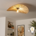 BRILAGI - LED Aufgesetzte Deckenleuchte CERIA BOHO 1xE27/40W/230V Ø 60 cm Raphia/Eiche