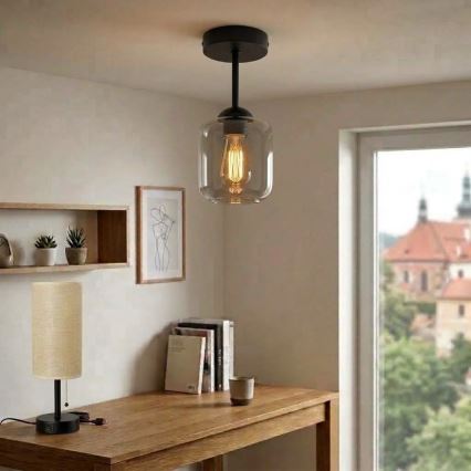 BRILAGI - LED Deckenleuchte RETRO GLASS 1xE27/60W/230V Ø 14 cm schwarz/rauchgrau