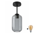 BRILAGI - LED Aufgesetzte Deckenleuchte RETRO GLASS 1xE27/60W/230V Ø 14 cm schwarz/rauchgrau