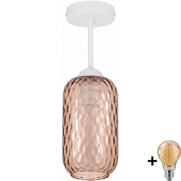 BRILAGI - LED Aufgesetzte Deckenleuchte RETRO GLASS 1xE27/60W/230V Ø 14 cm weiß/rauchbraun