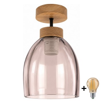 BRILAGI - LED Aufgesetzte Deckenleuchte RETRO GLASS 1xE27/60W/230V Ø 17 cm Eiche/rauchiges Beige