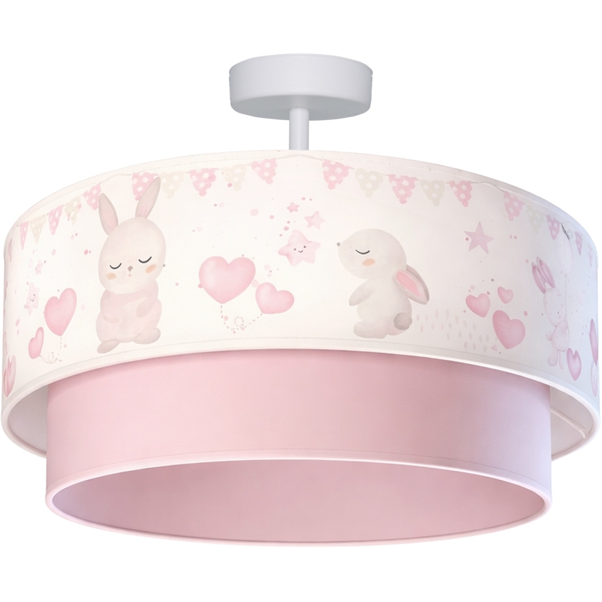 Brilagi - LED-Aufbauleuchte für Kinder BOBO 1xE27/10W/230V Ø 40 cm creme/rosa mit Hasenmotiv