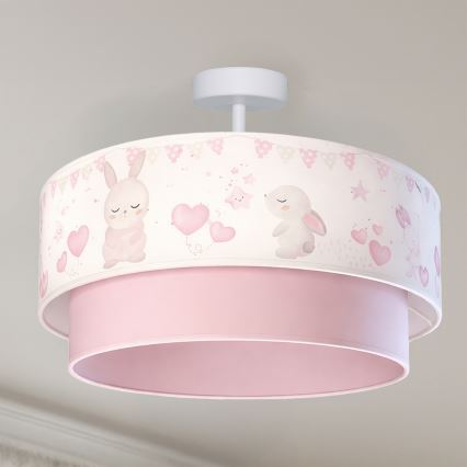 Brilagi - LED-Aufbauleuchte für Kinder BOBO 1xE27/10W/230V Ø 40 cm creme/rosa mit Hasenmotiv