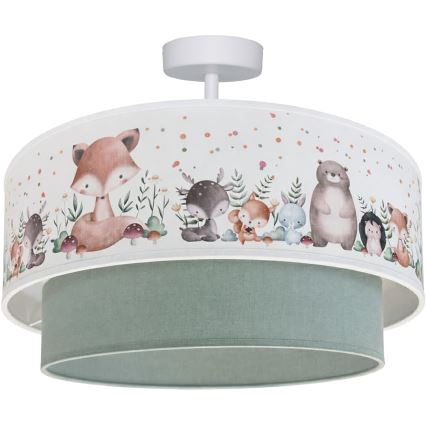 Brilagi - LED-Kinder-Deckenleuchte BOBO 1xE27/10W/230V Ø 40 cm weiß/grün/mit Tiermotiven