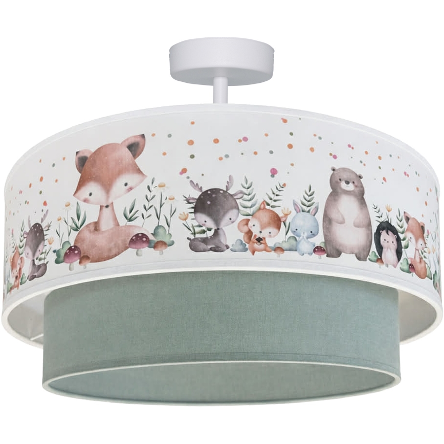 Brilagi - LED-Kinder-Deckenleuchte BOBO 1xE27/10W/230V Ø 40 cm weiß/grün/mit Tiermotiven