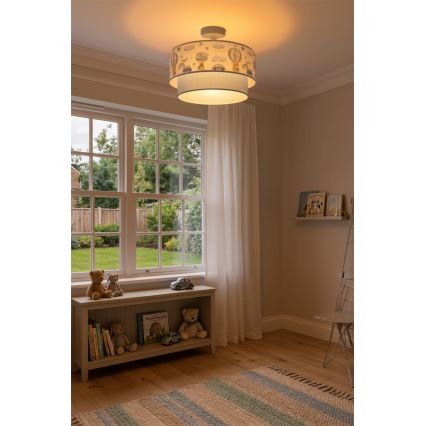 Brilagi - LED Kinder-Deckenleuchte BOBO 1xE27/10W/230V Ø 40 cm creme/blau mit Teddybären