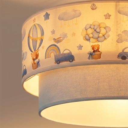 Brilagi - LED Kinder-Deckenleuchte BOBO 1xE27/10W/230V Ø 40 cm creme/blau mit Teddybären