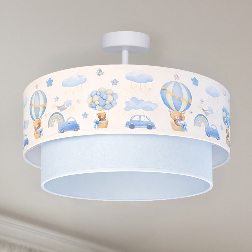 Brilagi - LED Kinder-Deckenleuchte BOBO 1xE27/10W/230V Ø 40 cm creme/blau mit Teddybären