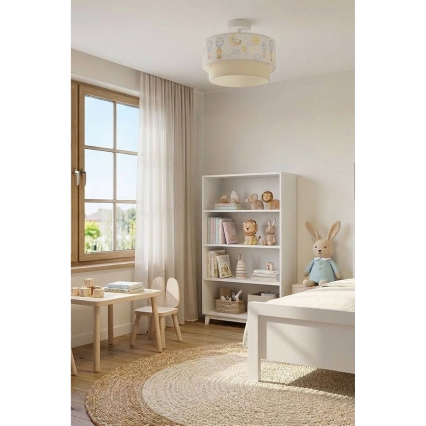 Brilagi - LED-Aufbauleuchte für Kinder BOBO 1xE27/60W/230V Ø 40 cm weiß/beige/Tiermotive