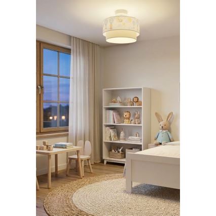 Brilagi - LED-Aufbauleuchte für Kinder BOBO 1xE27/60W/230V Ø 40 cm weiß/beige/Tiermotive