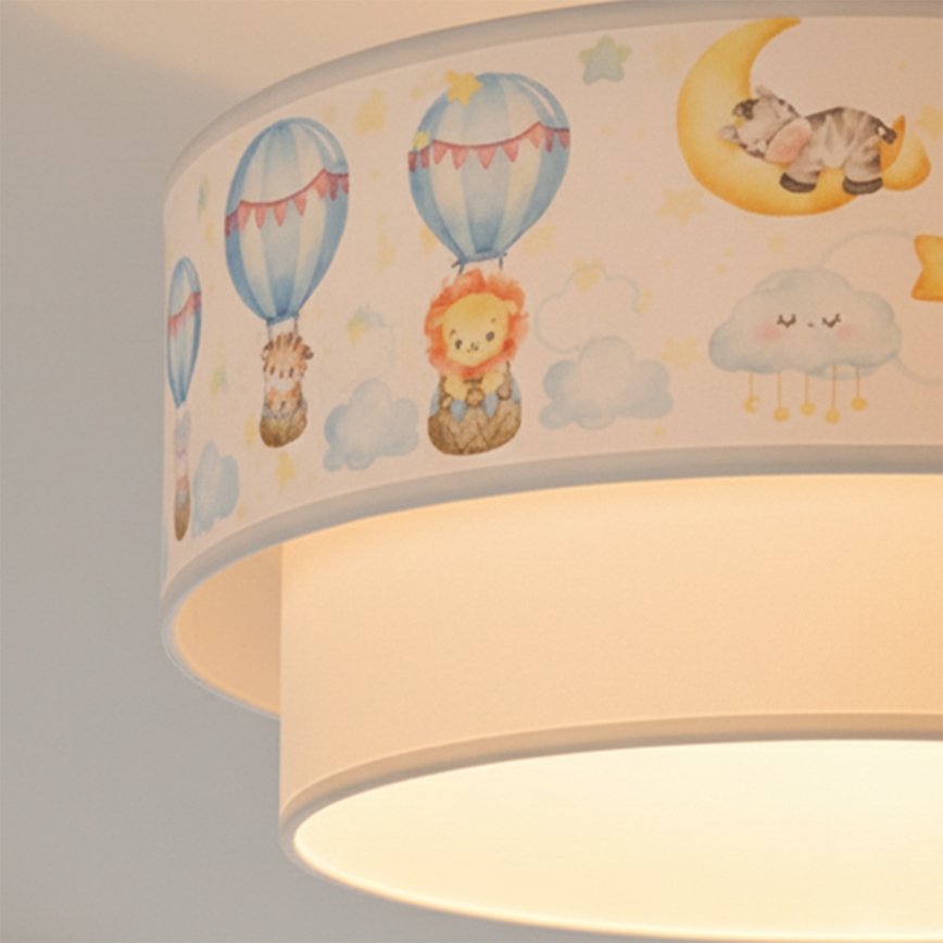 Brilagi - LED-Aufbauleuchte für Kinder BOBO 1xE27/60W/230V Ø 40 cm weiß/beige/Tiermotive