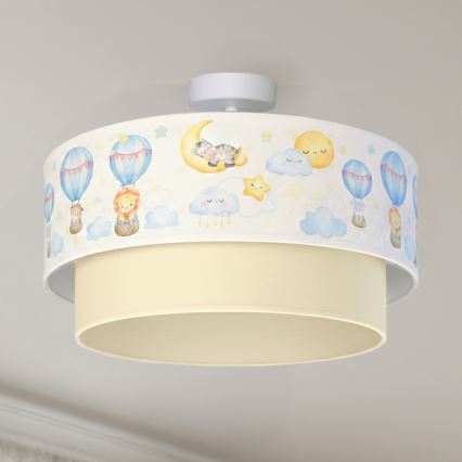 Brilagi - LED-Aufbauleuchte für Kinder BOBO 1xE27/60W/230V Ø 40 cm weiß/beige/Tiermotive