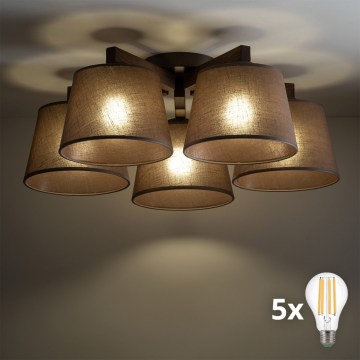 BRILAGI - LED Aufgesetzter Kronleuchter LATTE 5xE27/15W/230V Kiefer/Braun