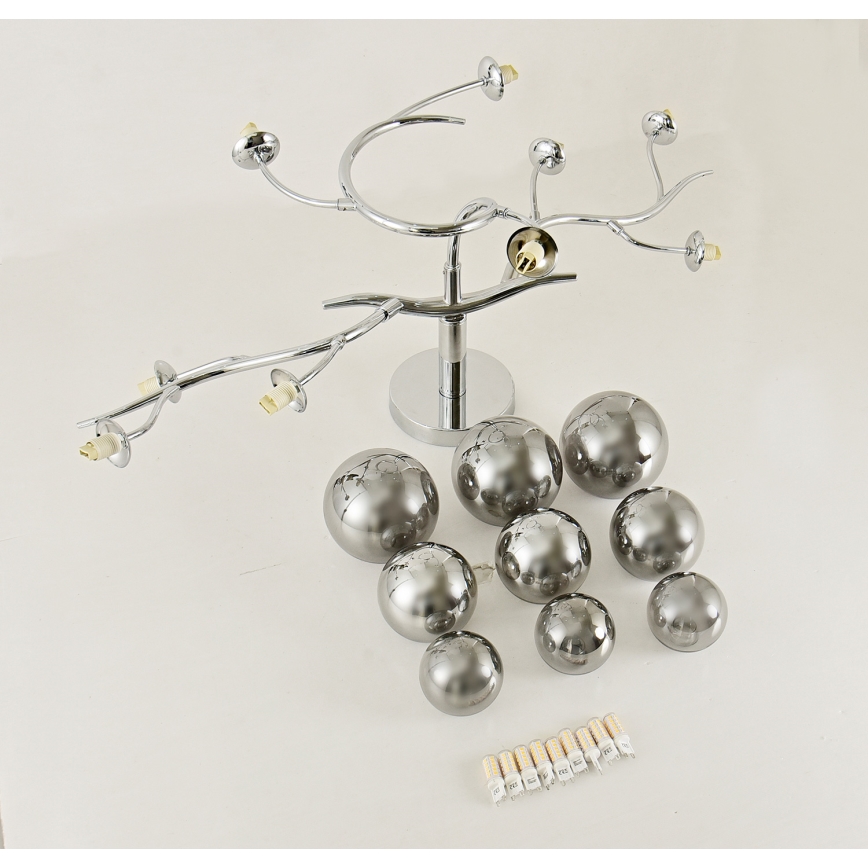 Brilagi - LED aufgesetzter Kronleuchter MISTEL 9xG9/3W/230V schwarz-chrom/rauchglas