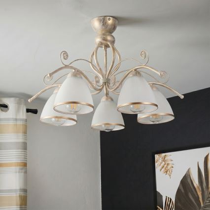 Brilagi - LED-Aufputz-Deckenleuchte ANTICO 5xE27/60W/230V 3000K weiße Patina