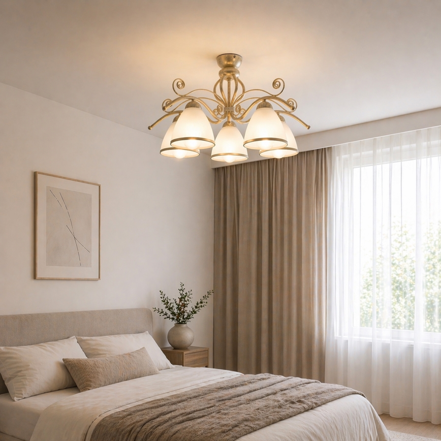 Brilagi - LED-Aufputz-Deckenleuchte ANTICO 5xE27/60W/230V 3000K weiße Patina