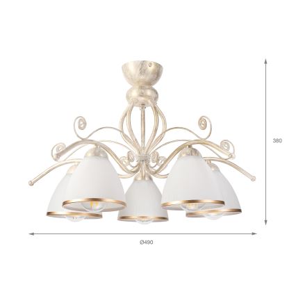 Brilagi - LED-Aufputz-Deckenleuchte ANTICO 5xE27/60W/230V 3000K weiße Patina