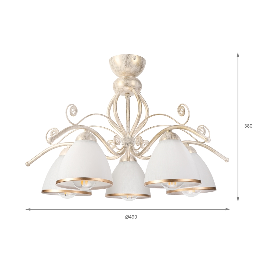 Brilagi - LED-Aufputz-Deckenleuchte ANTICO 5xE27/60W/230V 3000K weiße Patina