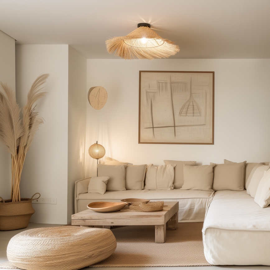 Brilagi - LED-Aufputz-Deckenleuchte CERIA BOHO 1xE27/40W/230V Ø 70 cm Rattan