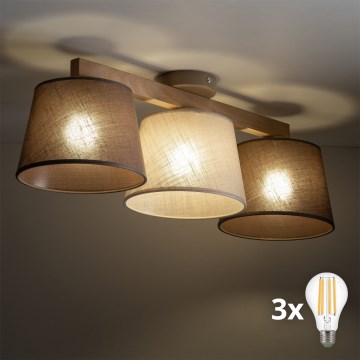 BRILAGI - LED-Aufputz-Deckenleuchte LATTE SABIA 3xE27/15W/230V Kiefer/Mix