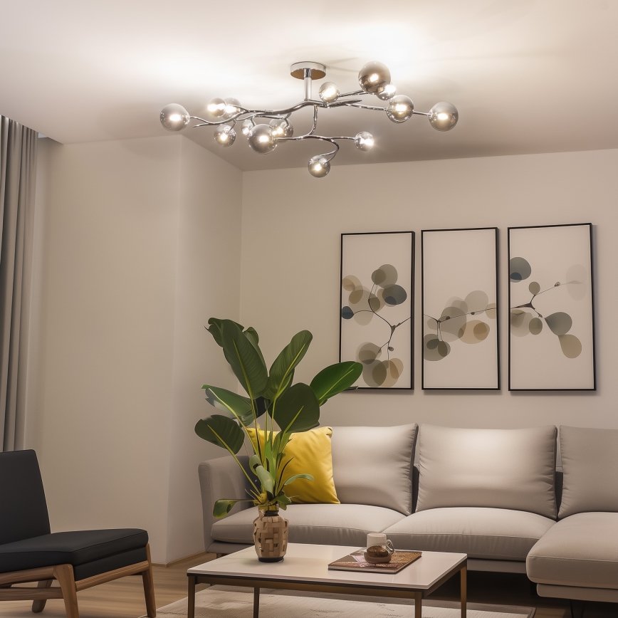 Brilagi - LED-Aufputz-Deckenleuchte MISTEL 15xG9/3W/230V schwarz-chrom/rauchglas