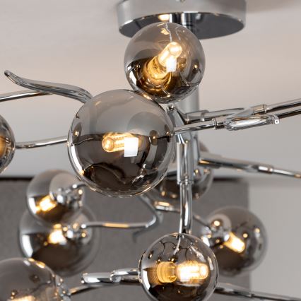 Brilagi - LED-Aufputz-Deckenleuchte MISTEL 15xG9/3W/230V schwarz-chrom/rauchglas