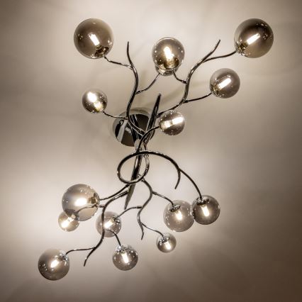 Brilagi - LED-Aufputz-Deckenleuchte MISTEL 15xG9/3W/230V schwarz-chrom/rauchglas