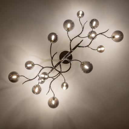 Brilagi - LED-Aufputz-Deckenleuchte MISTEL 15xG9/3W/230V schwarz-chrom/rauchglas