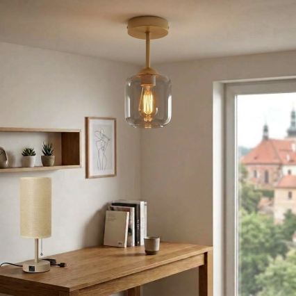 BRILAGI - LED-Aufputz-Deckenleuchte RETRO GLASS 1xE27/60W/230V Ø 14 cm beige/rauchgrau