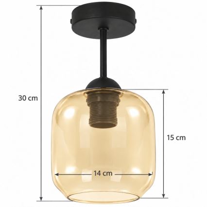BRILAGI - LED Aufputz-Deckenleuchte RETRO GLASS 1xE27/60W/230V Ø 14 cm schwarz/rauchbeige