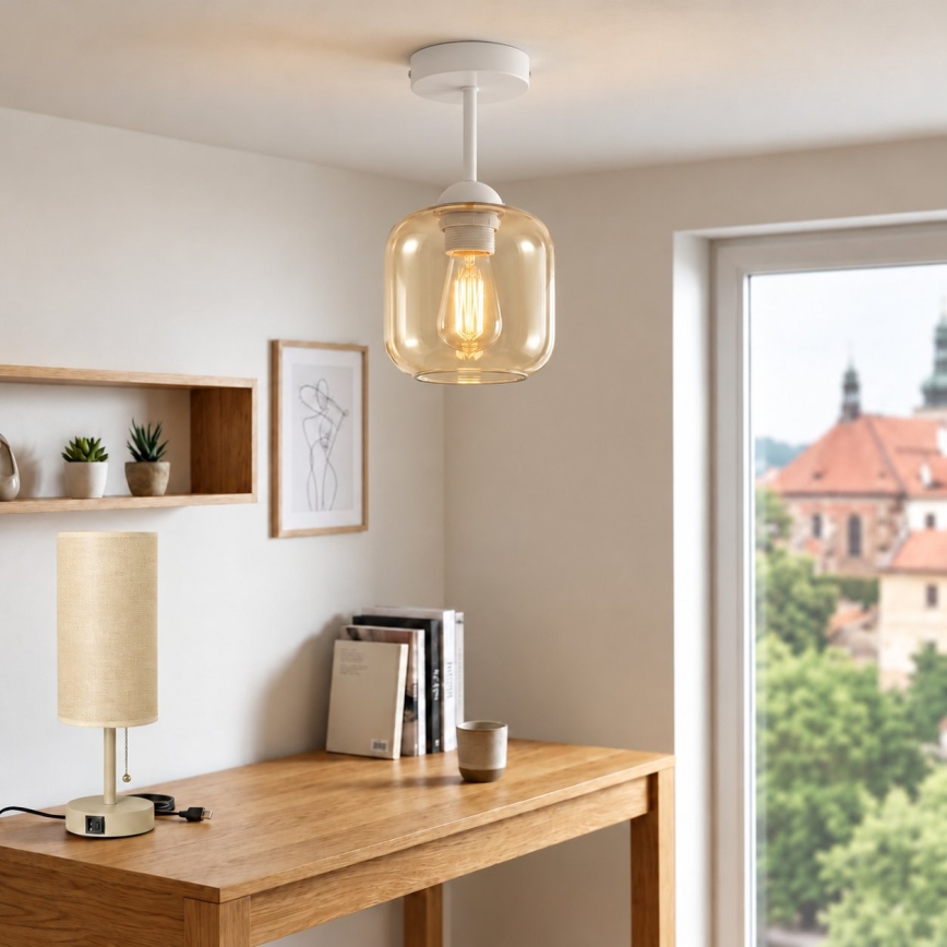 BRILAGI - LED-Aufputzleuchte RETRO GLASS 1xE27/60W/230V Ø 14 cm weiß/rauchbeige