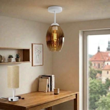 BRILAGI - LED Aufgesetzte Deckenleuchte RETRO GLASS 1xE27/60W/230V Ø 17 cm weiß/rauchbeige