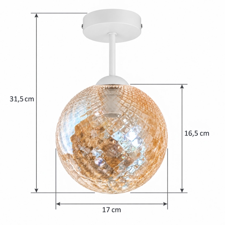 BRILAGI - LED-Aufputzleuchte RETRO GLASS 1xE27/60W/230V Ø 17 cm weiß/rauchbeige