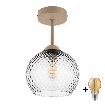 BRILAGI - LED Aufputz-Deckenleuchte RETRO GLASS 1xE27/60W/230V Ø 18 cm beige/rauchgrau