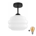 BRILAGI - LED-Aufputz-Deckenleuchte RETRO GLASS 1xE27/60W/230V Ø 20 cm schwarz/weiß
