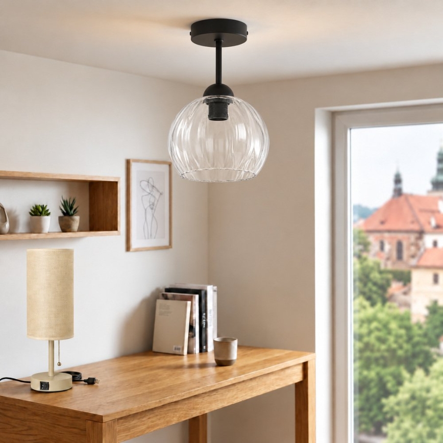 BRILAGI - LED-Aufputz-Deckenleuchte RETRO GLASS 1xE27/60W/230V Ø 25 cm schwarz/klar