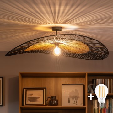 Brilagi - LED-Aufputz-Kronleuchter CERIA BOHO 1xE27/60W/230V Ø 100 cm schwarz/braun