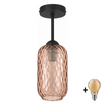 BRILAGI - LED-Aufputzleuchte RETRO GLASS 1xE27/60W/230V Ø 14 cm schwarz/rauchbraun