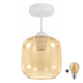 BRILAGI - LED-Aufputzleuchte RETRO GLASS 1xE27/60W/230V Ø 14 cm weiß/rauchbeige